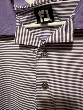 FootJoy Lavender Striped Polo with Purple Collar 2X